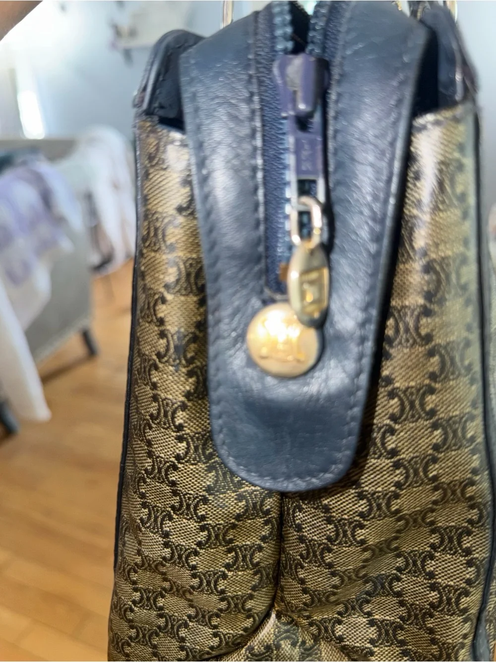 Celine Navy Macadam Handbag / Rare / Vintage EUC!